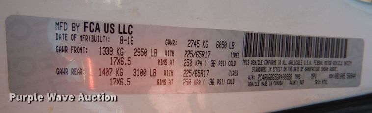 image for item JD9445 2016 Dodge Grand Caravan  handicap accessible van