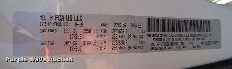 image for item JD9446 2016 Dodge Grand Caravan  handicap accessible van