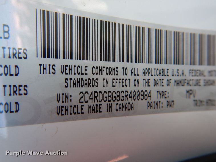 image for item JD9446 2016 Dodge Grand Caravan  handicap accessible van