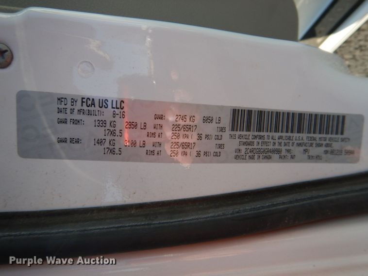 image for item JD9448 2016 Dodge Grand Caravan  handicap accessible van