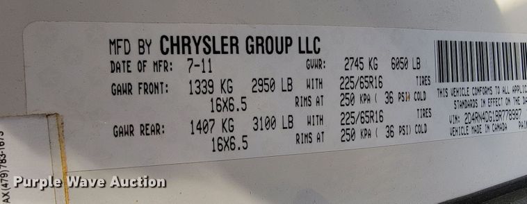 image for item JE9106 2011 Dodge Grand Caravan  handicap accessible van