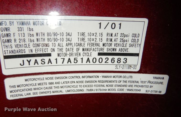 image for item JE9737 2001 Yamaha Vino  moped