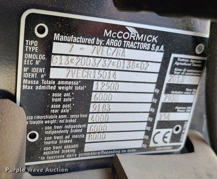 image for item JG9241 2014 McCormick TTX230  MFWD tractor