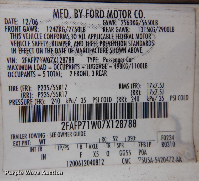 image for item JJ9699 2007 Ford Crown Victoria Police Interceptor