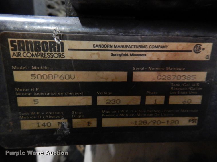 image for item KH9035 Sanborn 500BP60V  air compressor