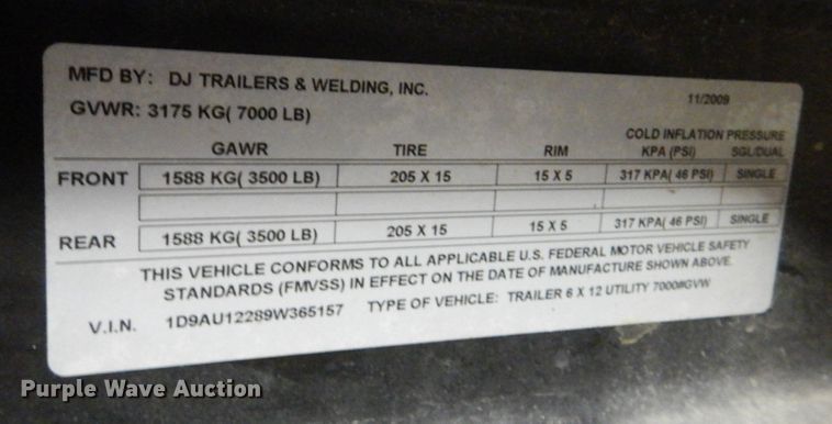 image for item KQ9587 2009 Lincoln SA-200  welding trailer