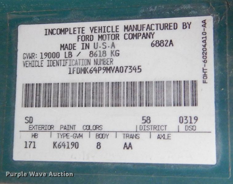 image for item KS9313 1991 Ford F600  flatbed truck