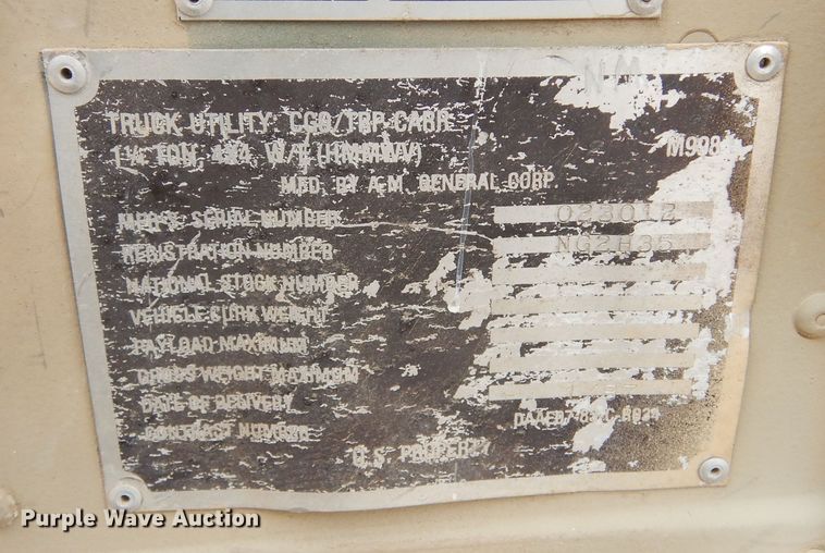 image for item KS9318 1987 Am General HMMWV  SUV