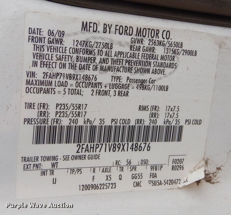 image for item KS9323 2009 Ford Crown Victoria Police Interceptor