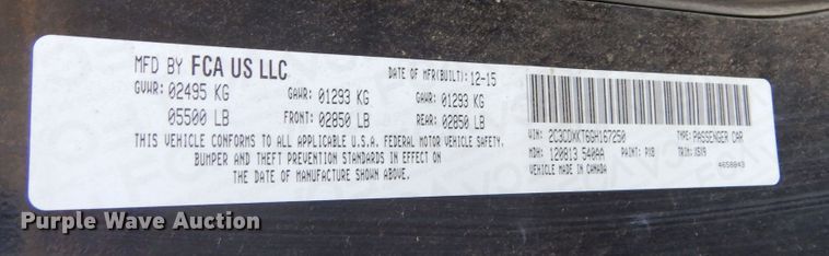 image for item KS9329 2016 Dodge Charger Police