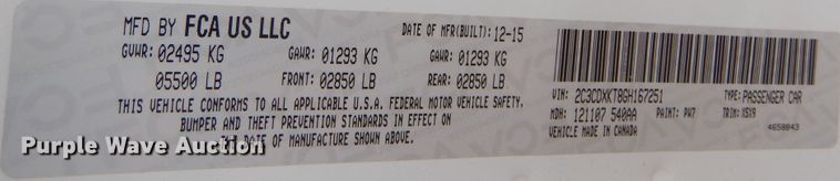 image for item KS9336 2016 Dodge Charger Police