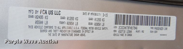 image for item KS9337 2015 Dodge Charger Police