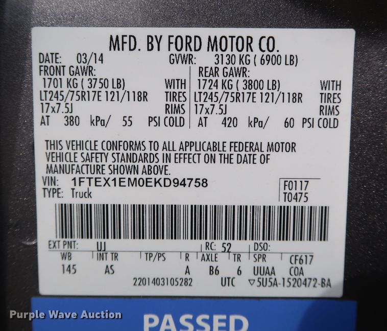 image for item DK3501 2014 Ford F150  SuperCab pickup truck