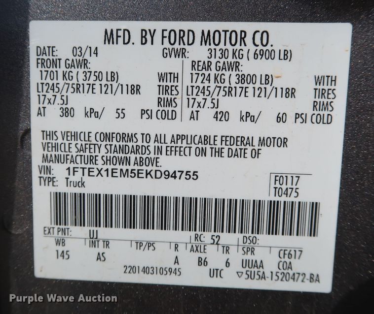 image for item DK3502 2014 Ford F150  SuperCab pickup truck