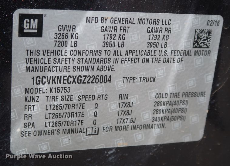 image for item DK3504 2016 Chevrolet Silverado 1500  Double Cab pickup truck