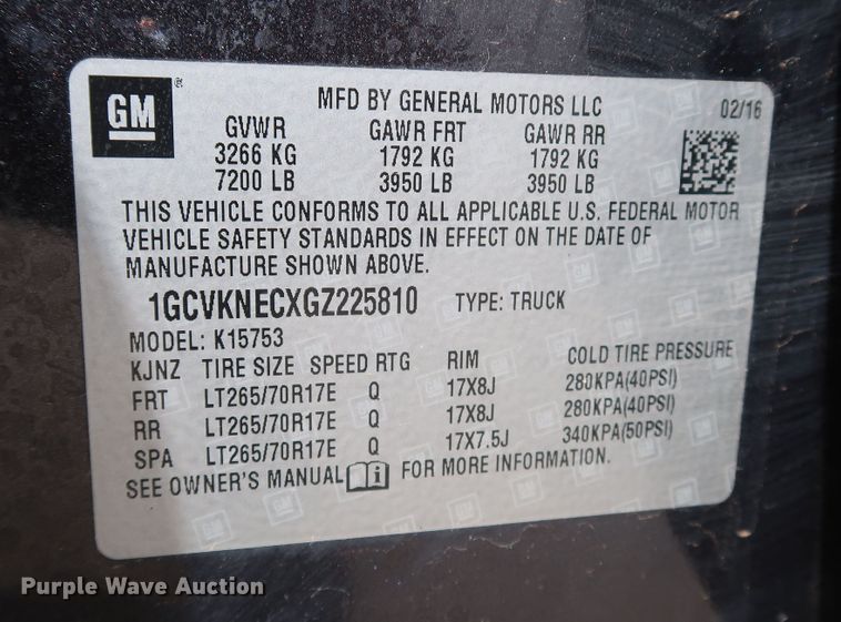 image for item DK3507 2016 Chevrolet Silverado 1500  Double Cab pickup truck