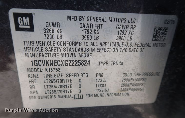 image for item DK3509 2016 Chevrolet Silverado 1500  Double Cab pickup truck