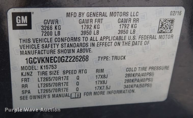 image for item DK3510 2016 Chevrolet Silverado 1500  Double Cab pickup truck