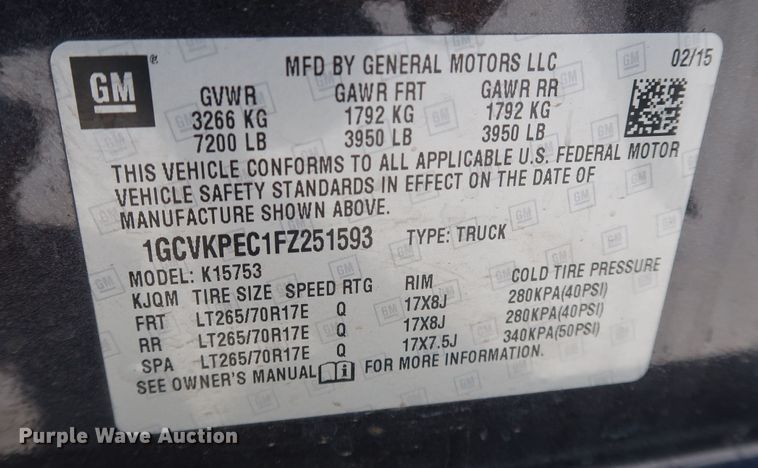 image for item DK3512 2015 Chevrolet Silverado 1500  Double Cab pickup truck