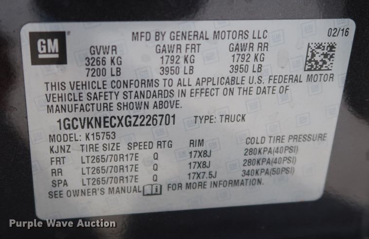 image for item DK3514 2016 Chevrolet Silverado 1500  Double Cab pickup truck