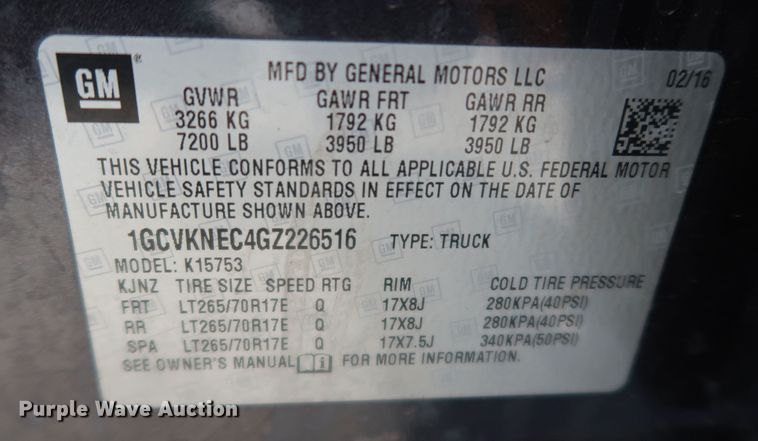 image for item DK3516 2016 Chevrolet Silverado 1500  Double Cab pickup truck