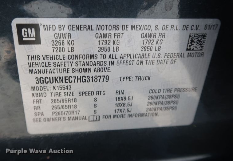 image for item DK3517 2017 Chevrolet Silverado 1500  Crew Cab pickup truck