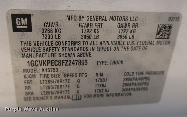 image for item DK3519 2015 Chevrolet Silverado 1500  Double Cab pickup truck