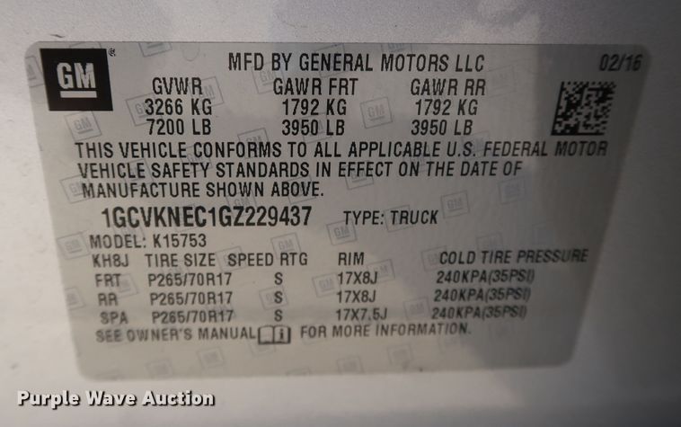 image for item DK3521 2016 Chevrolet Silverado 1500  Double Cab pickup truck