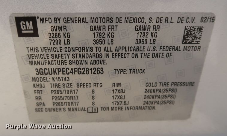 image for item DK3523 2015 Chevrolet Silverado 1500  Crew Cab pickup truck