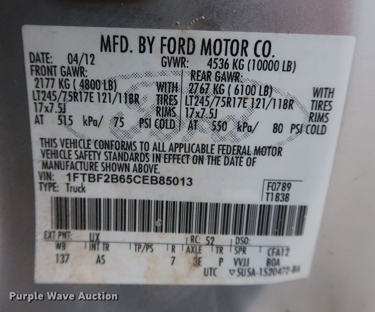 image for item DK3525 2012 Ford F250 Super Duty  pickup truck