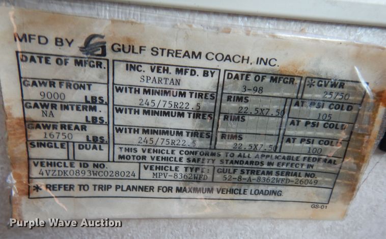 image for item DI8629 1998 Gulf Stream Spartan  RV