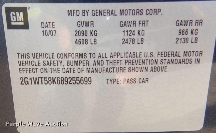 image for item DK8718 2008 Chevrolet Impala