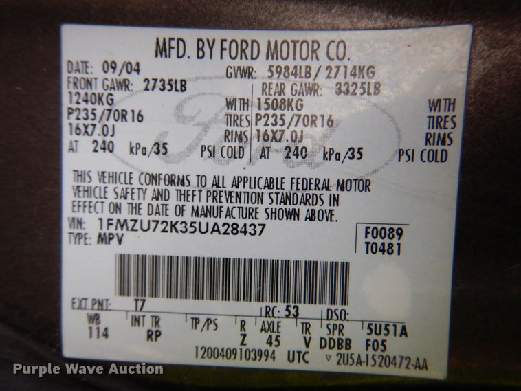 image for item DK8727 2005 Ford Explorer  SUV