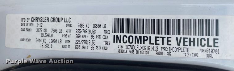 image for item DL6882 2012 Dodge Ram 4500HD  utility / service truck