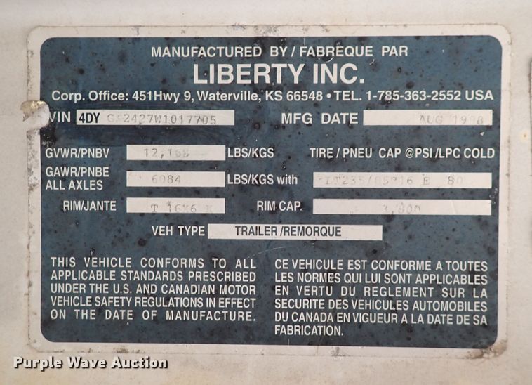 image for item DN2481 1998 Liberty Travalong  enclosed cargo trailer