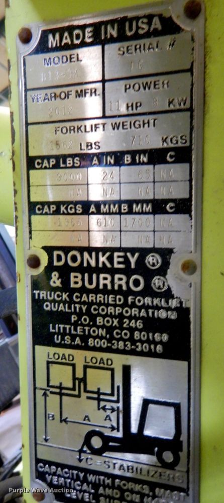 image for item DN2687 2012 Donkey Burro B13-3K  forklift