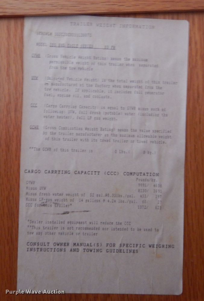 image for item HU9380 2003 Jayco Eagle  camper