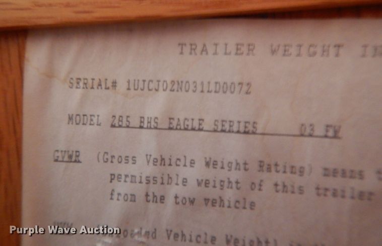 image for item HU9380 2003 Jayco Eagle  camper