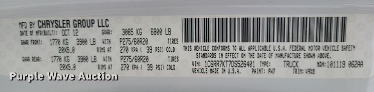 image for item IF9284 2013 Dodge Ram 1500  Crew Cab pickup truck