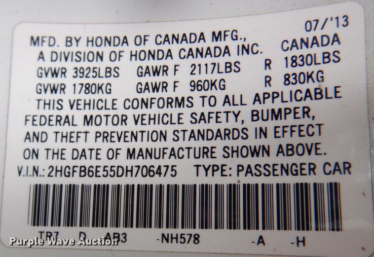 image for item IG9666 2013 Honda Civic SI