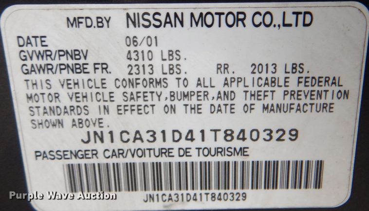 image for item IG9667 2001 Nissan Maxima