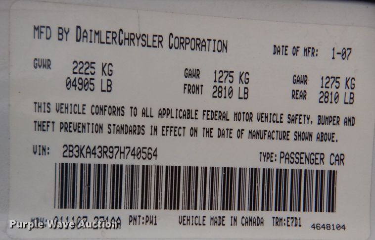 image for item IG9674 2007 Dodge Charger