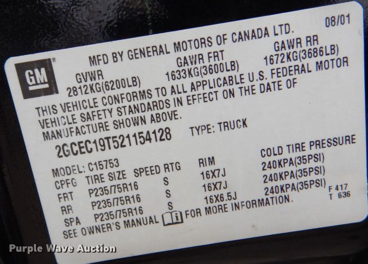 image for item IG9675 2002 Chevrolet Silverado 1500  Ext. Cab pickup truck