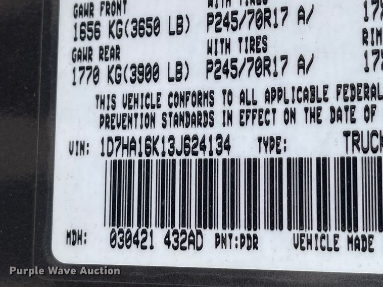 image for item IJ9502 2003 Dodge Ram 1500  pickup truck