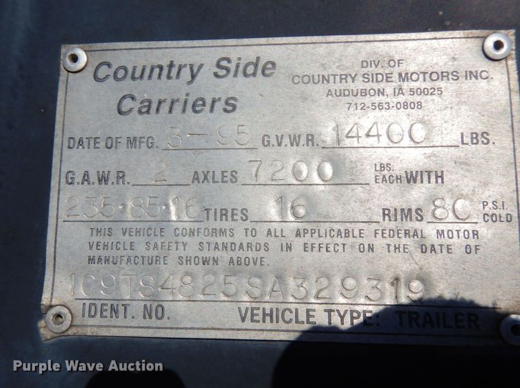 image for item JK9824 1995 Country Side Carriers  car carrier