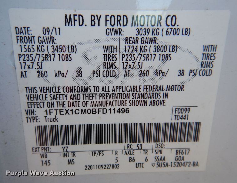 image for item KH9020 2011 Ford F150  SuperCab pickup truck