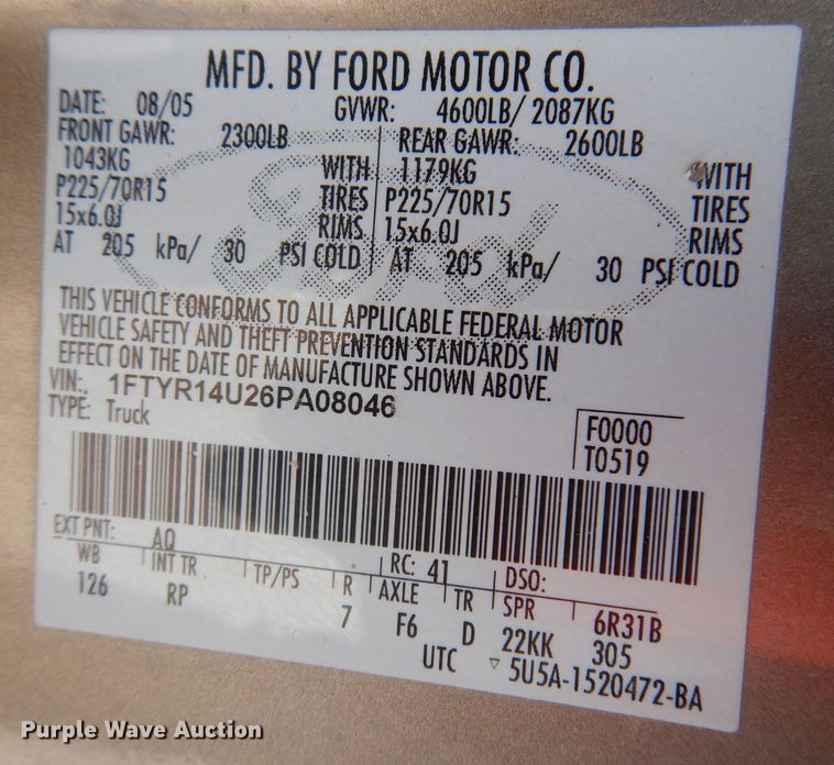 image for item KH9023 2006 Ford Ranger  SuperCab pickup truck