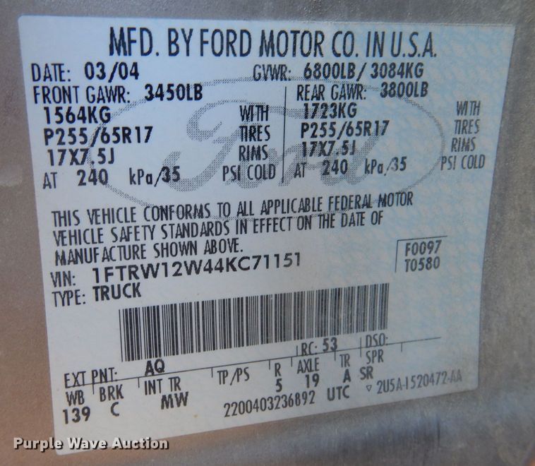 image for item KH9026 2004 Ford F-150  SuperCrew pickup truck