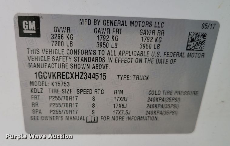 image for item KH9828 2017 Chevrolet Silverado 1500  Double Cab pickup truck