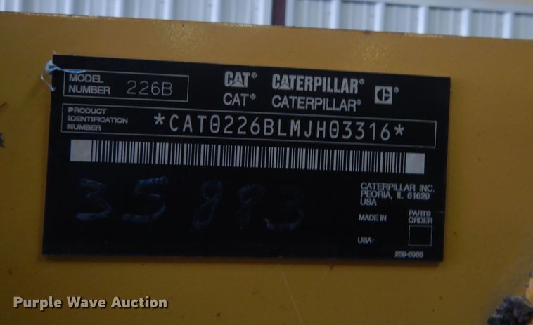 image for item DJ1250 2005 Caterpillar 226B  skid steer loader